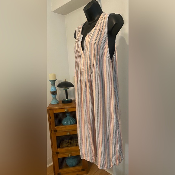 Sonoma Striped Sleeveless Pintuck Shift Dress. Color: Multi. Size:L - Picture 8 of 10